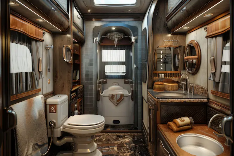restroom trailer interior